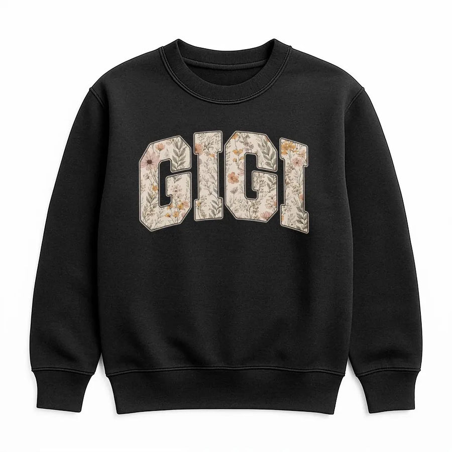 Gigi Sweatshirt with Floral Letters | Vintage Wildflower Print Sweatshirt | Soft Cotton Blend | Mother's Day Gift for Grandma