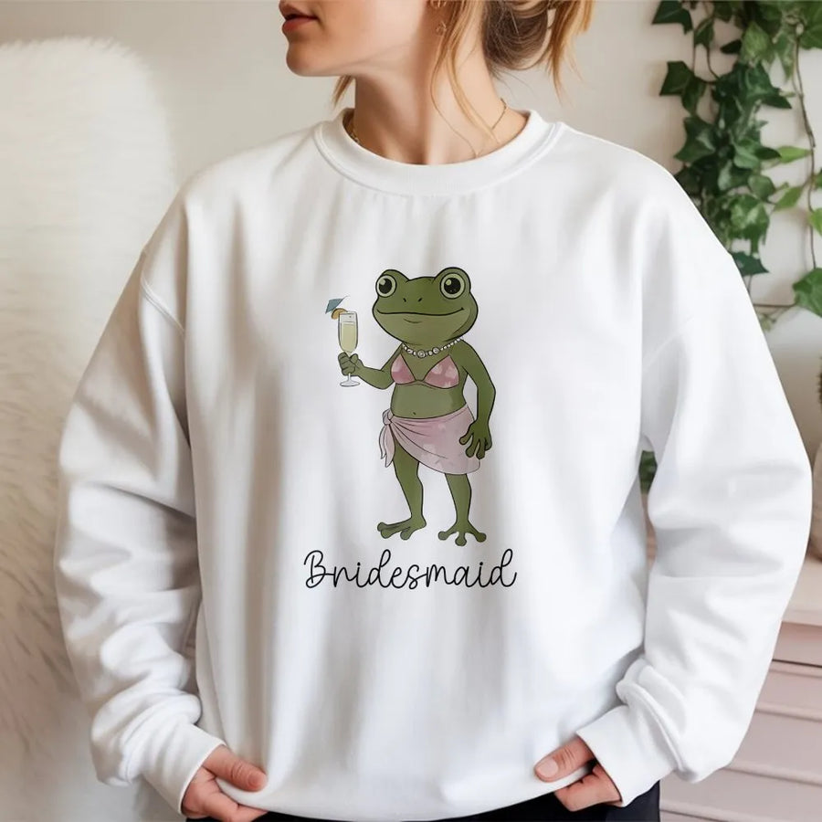 Bridesmaid Frog Sweatshirt | Funny Bachelorette Party Sweatshirt | Soft Cotton Blend Pullover | Humorous Wedding Gift for Bridal Party