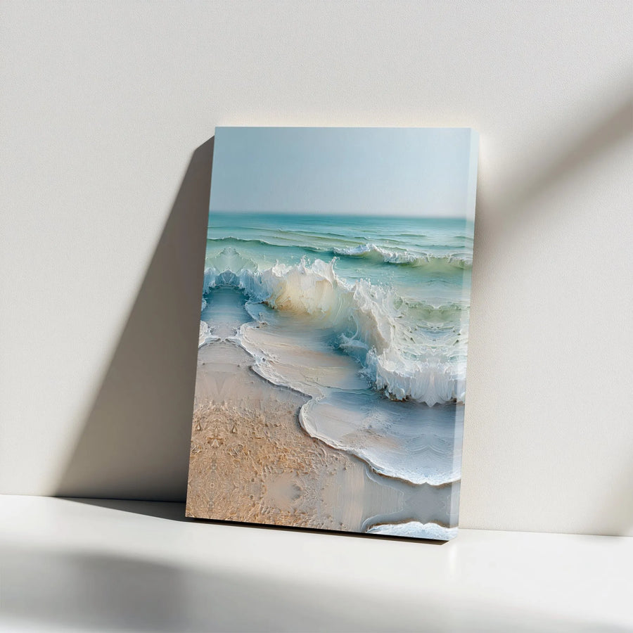 Ocean Waves Canvas Wall Art | Serene Beach Impressionist Painting | 1.25" Gallery Wrap Premium Print | Coastal Decor for Living Room Bedroom