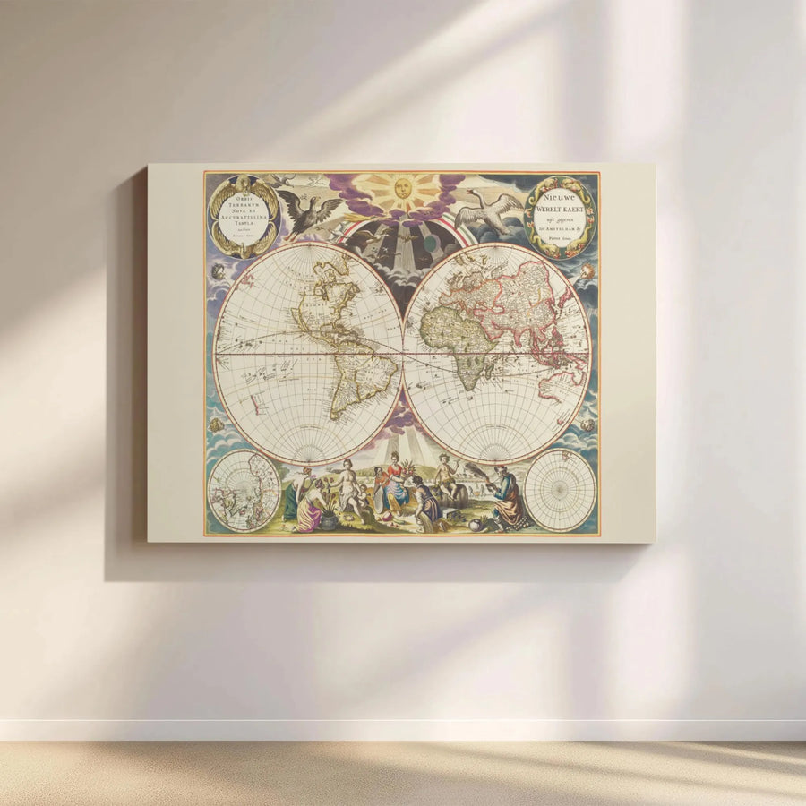 Vintage World Map Canvas Art | Orbis Terrarum Antique Cartography Print | Premium Gallery-Wrapped Wall Decor | Gift for Historians & Travelers