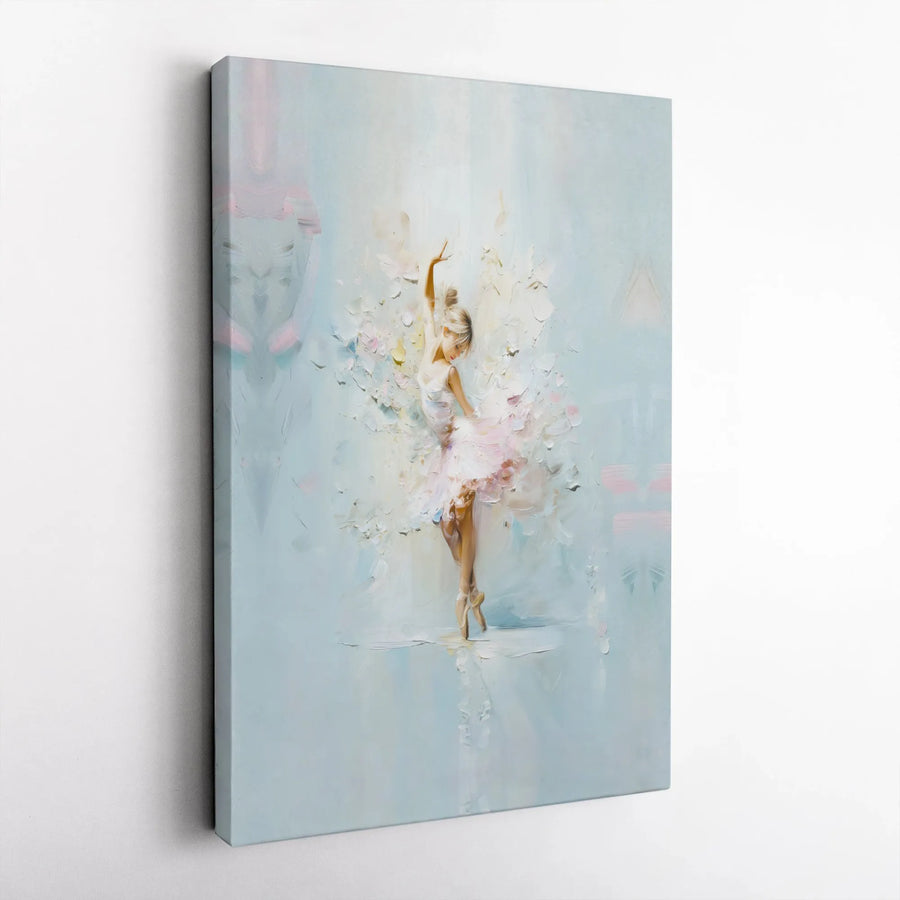 Ballerina Canvas Wall Art | Impressionist Oil Painting Style | 1.25 Inch Premium Gallery Profile | Dancer Gift for Dance Studio Home Decor