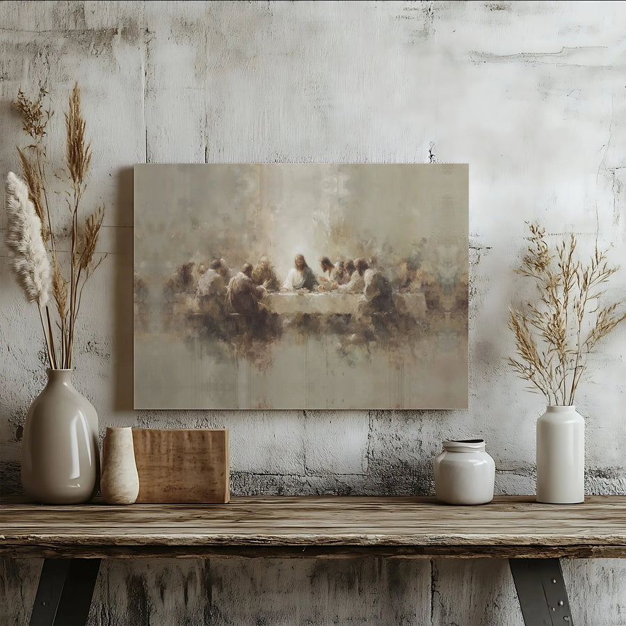 The Last Supper Canvas Wall Art | Modern Abstract Jesus Painting | Premium Matte Canvas Print | Christian Faith Home Decor Gift