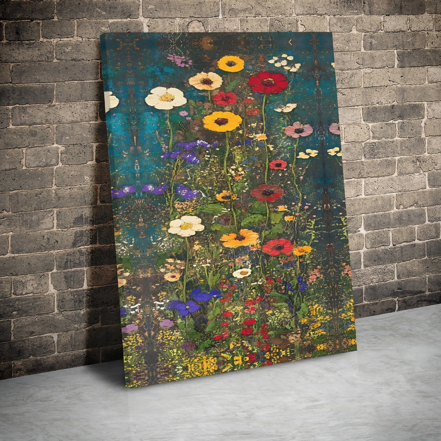 Wildflower Meadow Canvas Print | Colorful Impressionist Floral Wall Art | Premium 1.25-inch Gallery Wrap | Botanical Home Decor Gift for Nature Lovers
