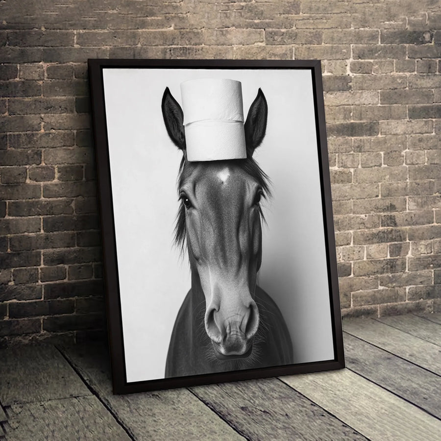 Funny Horse Wall Art | Toilet Paper Humor Print | Premium 1.25" Thick Canvas | Whimsical Farmhouse Home Decor