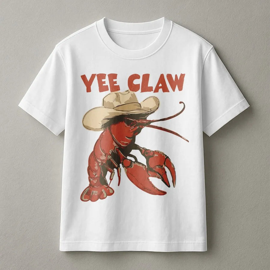 Yee Claw T-Shirt | Funny Cowboy Crawfish Graphic | Premium Cotton Blend | Unique Southern Humor Gift for Men and Women