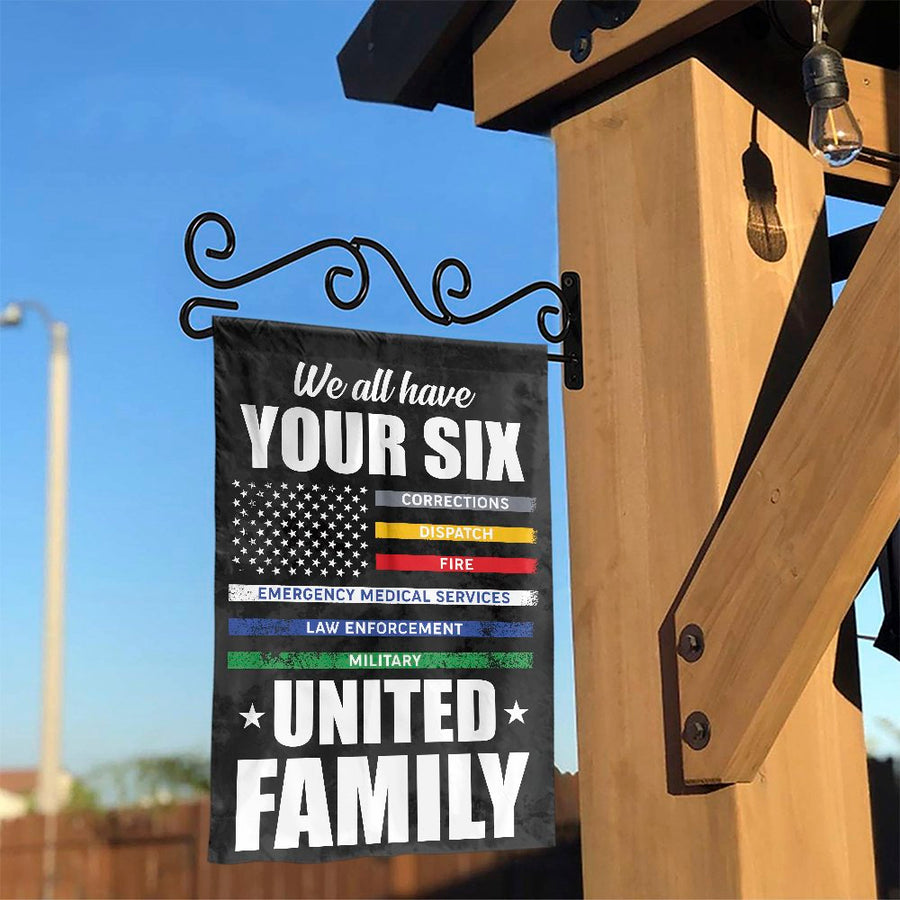 First Responder Garden Flag | We All Have Your Six United Family Tribute | Weather-Resistant Premium Polyester | Patriotic Gift for Hero Families