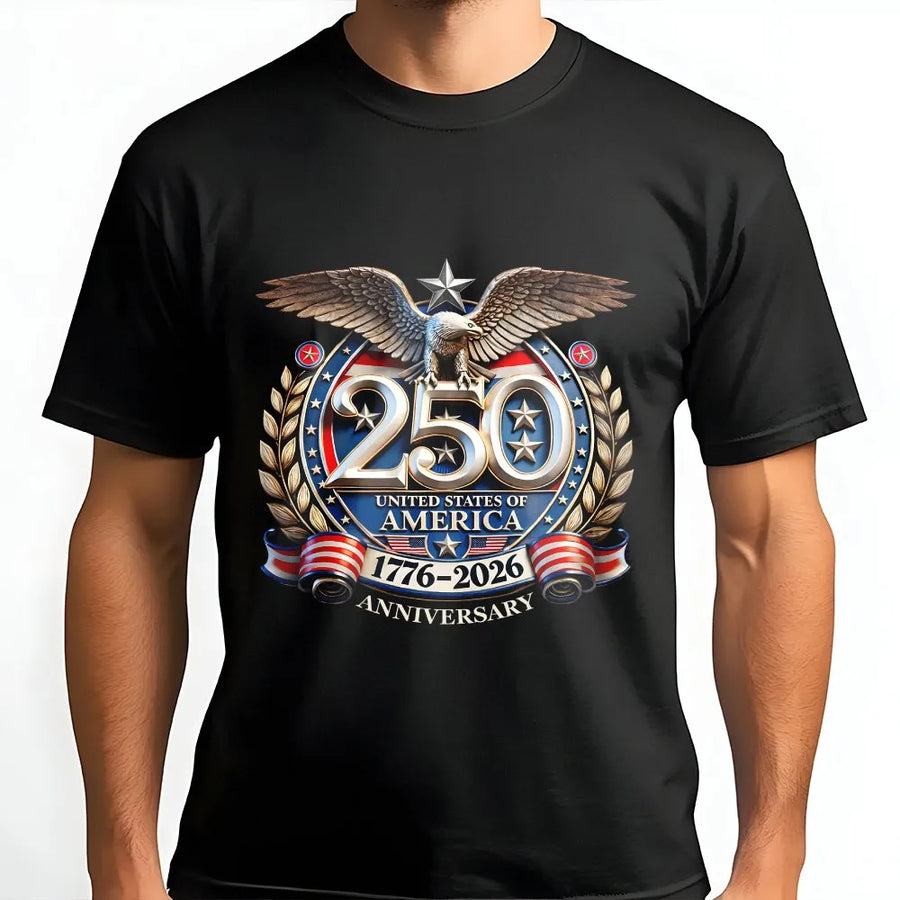USA 250th Anniversary T-Shirt | Patriotic Eagle 1776-2026 Graphic | Soft Cotton-Poly Blend | Collector's Gift for Patriots