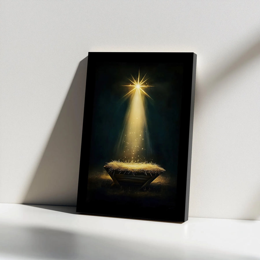 Nativity Manger Canvas Wall Art | Star of Bethlehem Divine Light | 1.25" Gallery Wrap | Religious Christmas Home Decor Gift