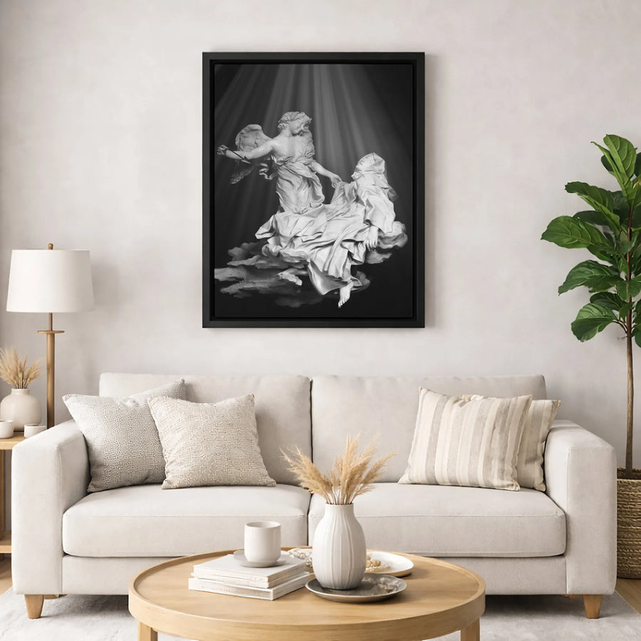 Ecstasy of Saint Teresa Canvas Art | Bernini Baroque Sculpture Print | Gallery Wrapped Premium Canvas | Classical Religious Home Decor Gift