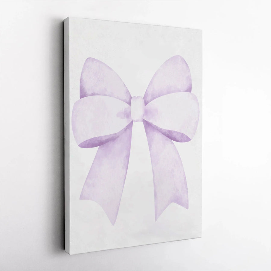 Lavender Ribbon Bow Wall Art | Soft Watercolor Aesthetic Print | Premium Gallery Wrapped Canvas | Minimalist Home Decor Gift for Girls Room