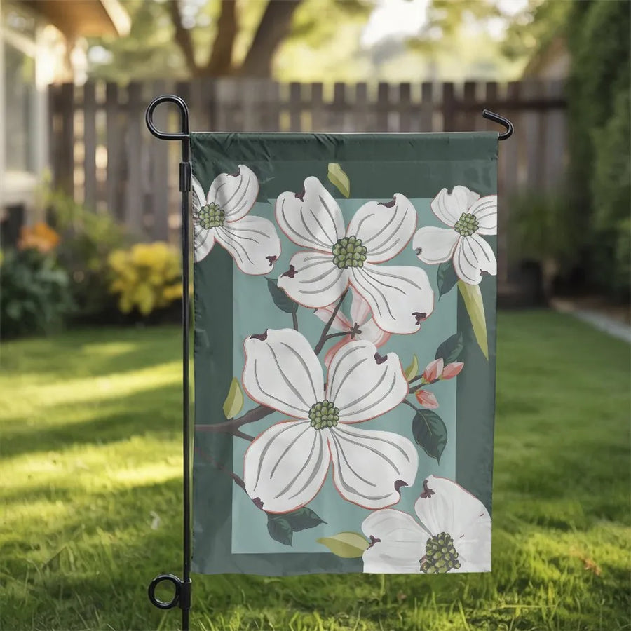 Dogwood Blossom Garden Flag | Double Sided Botanical Art | Weather Resistant Polyester | Premium Yard & Patio Decor