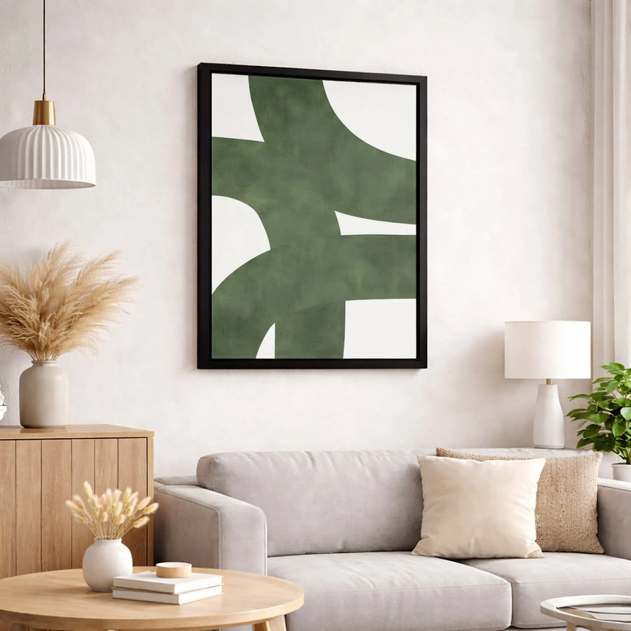Abstract Green Canvas Wall Art | Minimalist Geometric Shapes Print | Premium 1.25-Inch Gallery Wrap | Modern Home Decor for Living Room