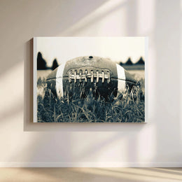 Vintage Football Canvas Wall Art | Black and White Sports Photography | Premium Gallery Wrap Print | Man Cave Decor Gift for Coach