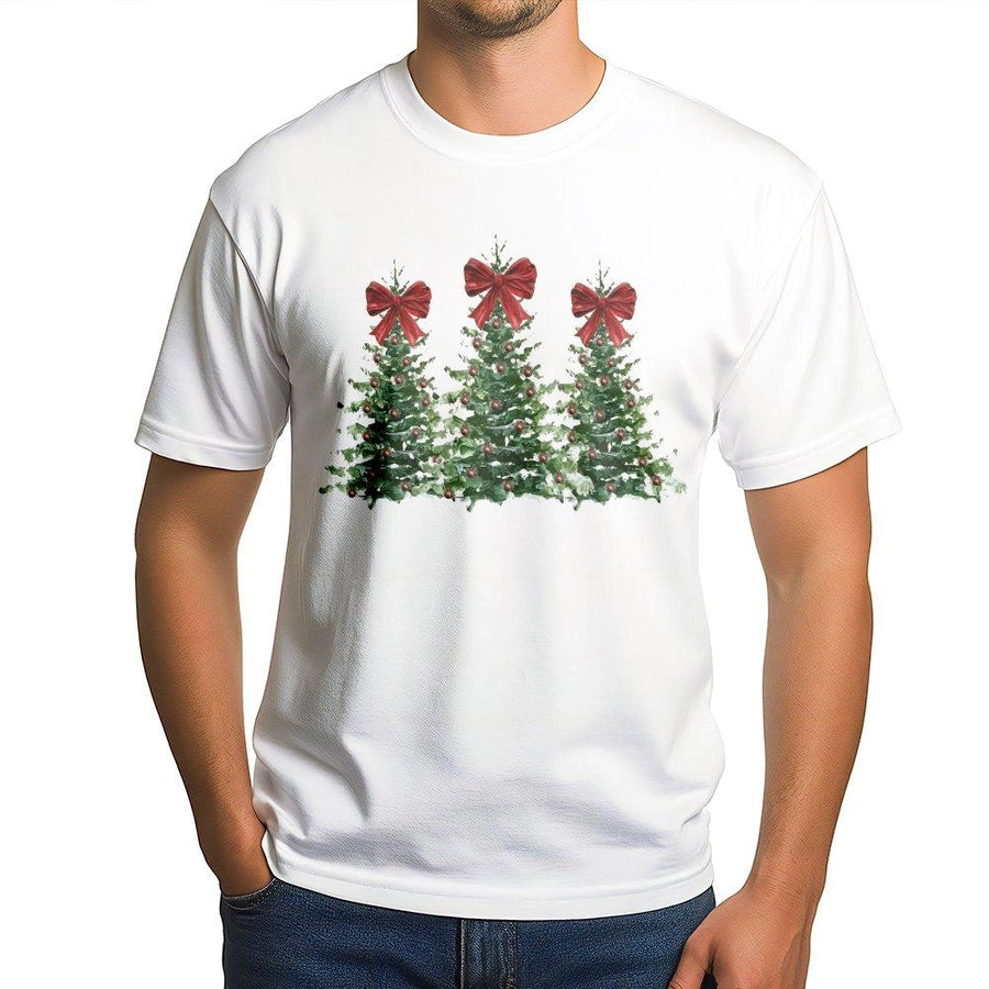 Christmas Tree T-Shirt | Coquette Aesthetic Red Bow Design | 100% Premium Cotton Tee | Holiday Gift for Women and Teens