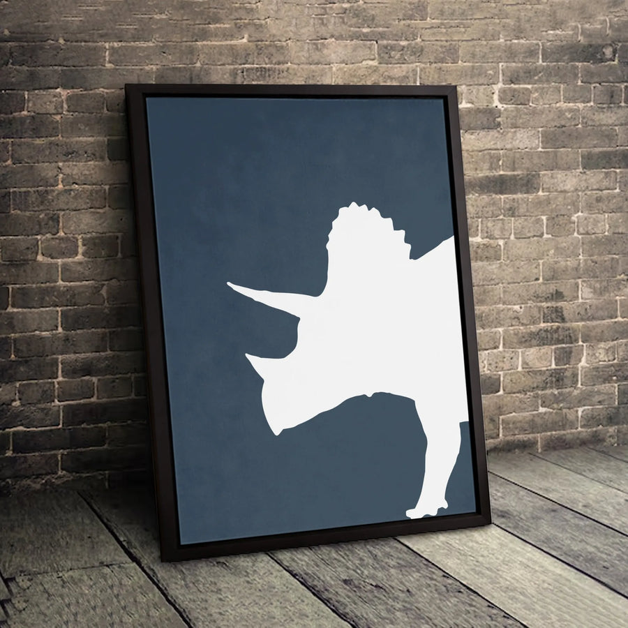 Triceratops Dinosaur Wall Art | Minimalist Silhouette Canvas Print | Gallery Quality Premium Decor | Modern Nursery or Boys Room Gift