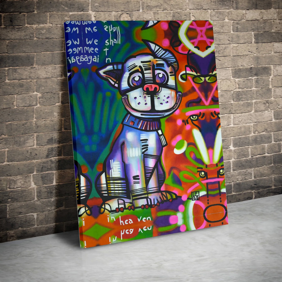 Graffiti Robot Dog Wall Art | Vibrant Urban Street Style Print | Gallery-Quality 1.25" Canvas | Modern Home Decor Gift for Dog Lovers