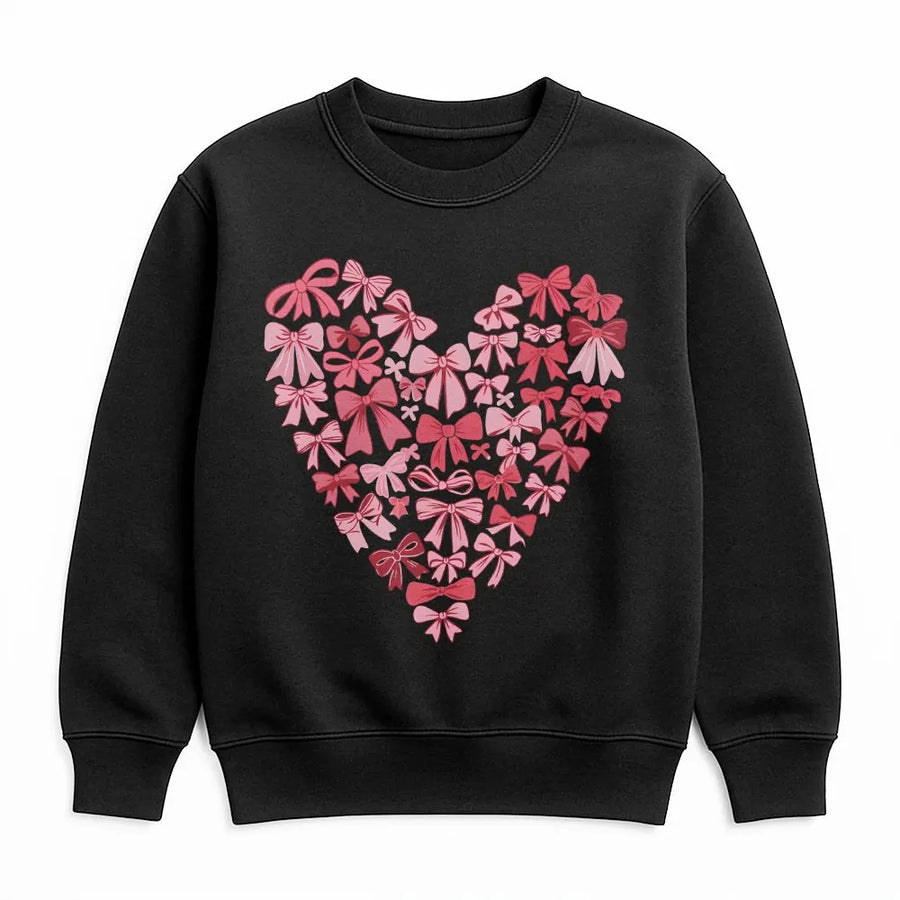 Coquette Bow Heart Sweatshirt | Pink Ribbon Aesthetic Graphic | Premium Cotton Blend Crewneck | Cute Valentine's Day Gift For Her