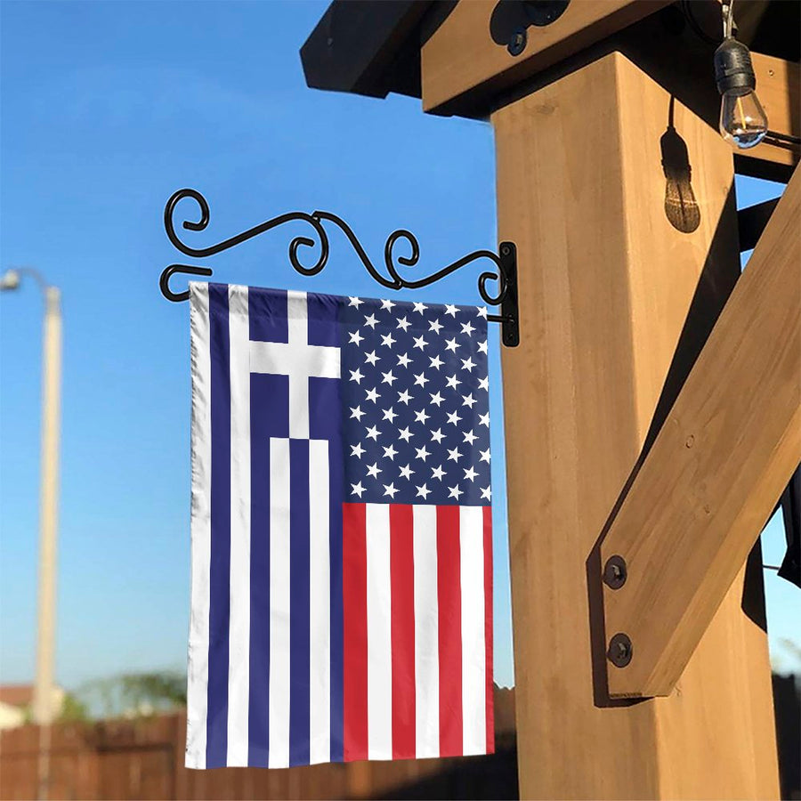 Greek American Garden Flag | Combined USA Greece Heritage Design | Durable Premium Polyester | Patriotic House Decor Gift