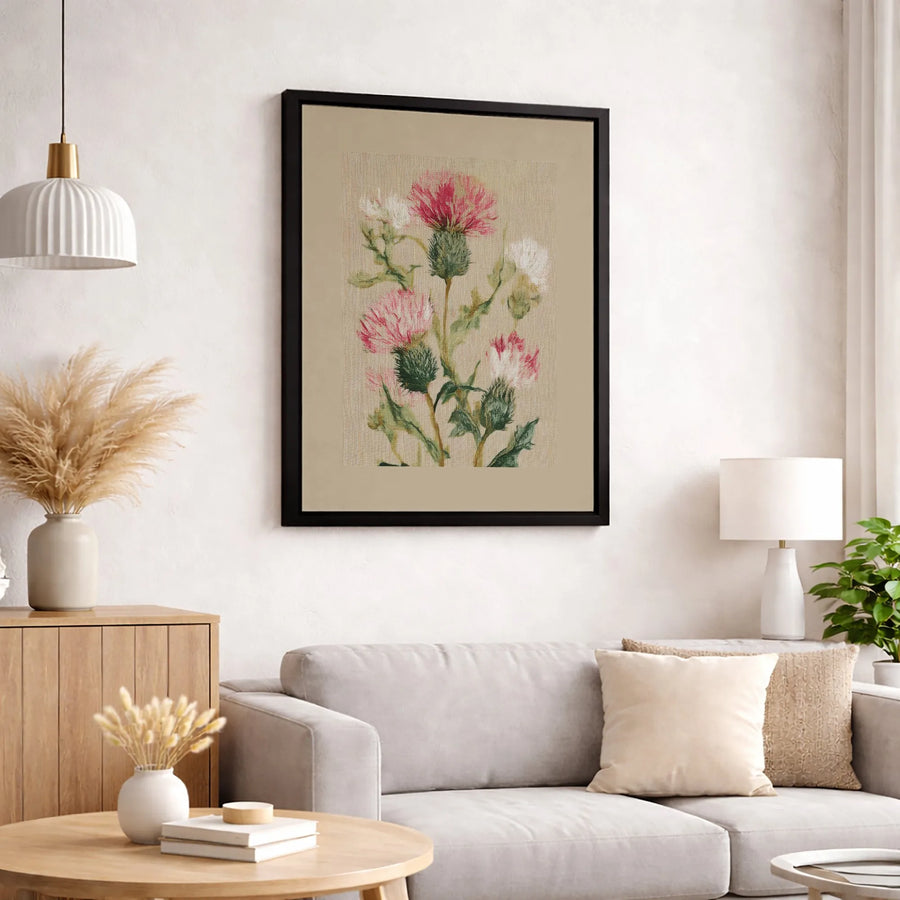 Scottish Thistle Botanical Art | Vintage Floral Illustration Print | Premium Fade-Resistant Canvas | Elegant Home Office Decor Gift