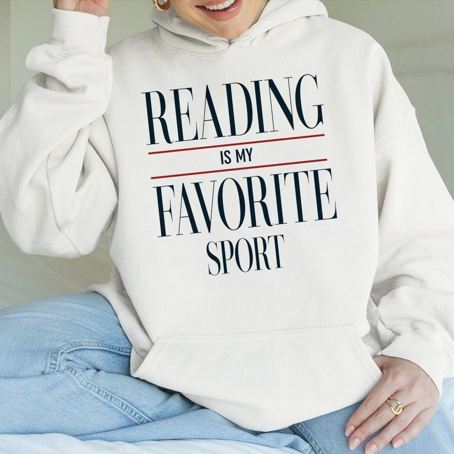 Reading Is My Favorite Sport Hoodie | Bookish Graphic Sweatshirt | Premium Cotton-Blend Pullover | Gift for Book Lovers and Librarians