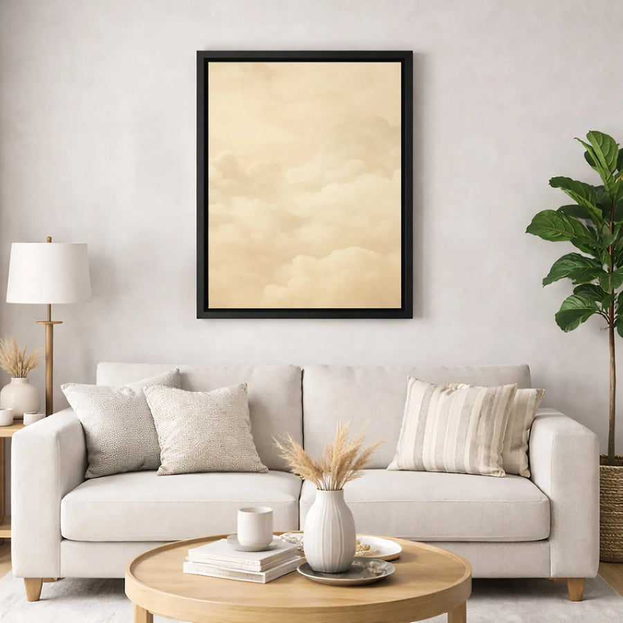 Vintage Sepia Sky Wall Art | Minimalist Cloud Canvas Print | Gallery-Quality Fade-Resistant | Neutral Home Decor Gift