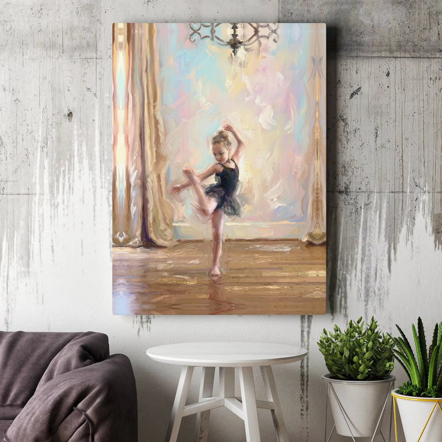Ballerina Painting Canvas Wall Art | Impressionist Young Dancer Portrait | Premium Gallery Wrapped Print | Girls Room Decor Gift