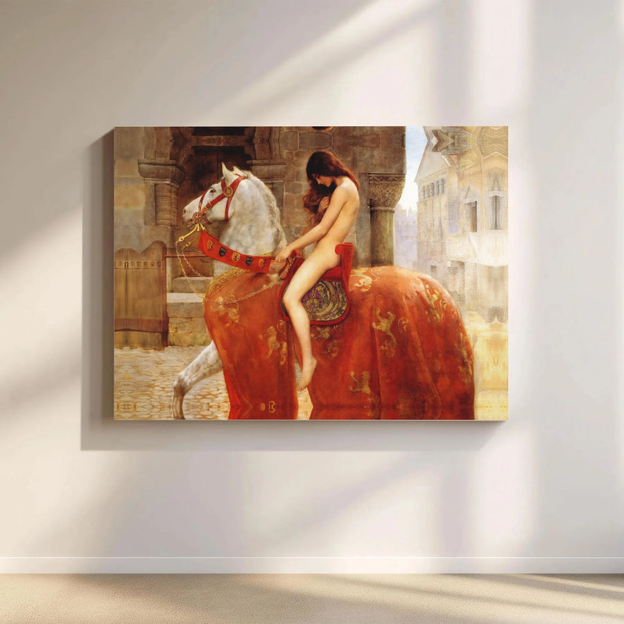 Lady Godiva Canvas Wall Art | John Collier Pre-Raphaelite Painting | Premium Gallery Wrapped Print | Classic Historical Fine Art Decor for Home