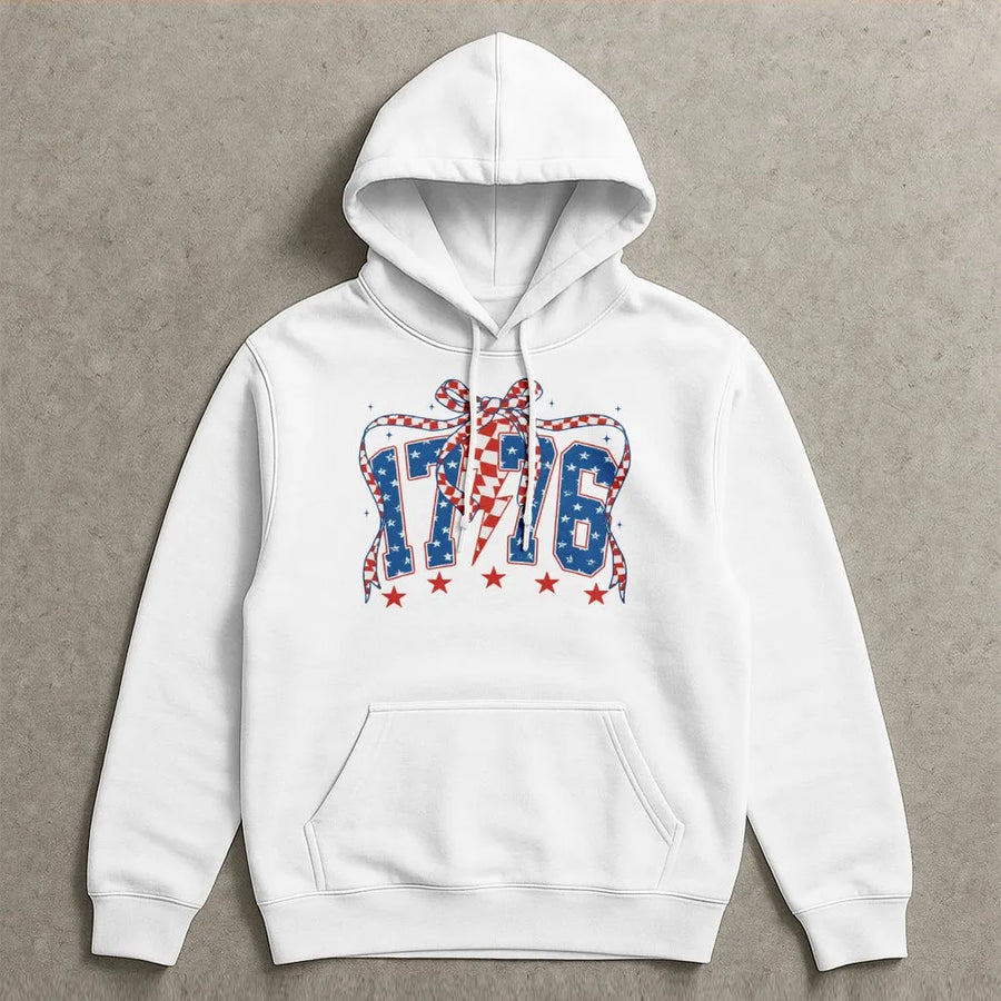 Patriotic USA Hoodie | Retro 1776 Coquette Graphic Design | Premium Cotton Blend | Gift for 4th of July Memorial Day Independence Day Apparel