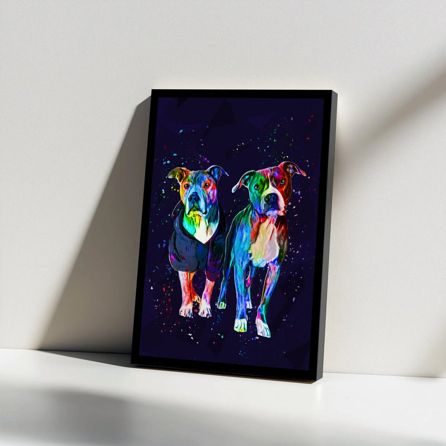 Pit Bull Wall Art Canvas | Colorful Abstract Dog Splash Painting | Premium 1.25-Inch Gallery Wrap Decor | Gift for Pitbull Lovers