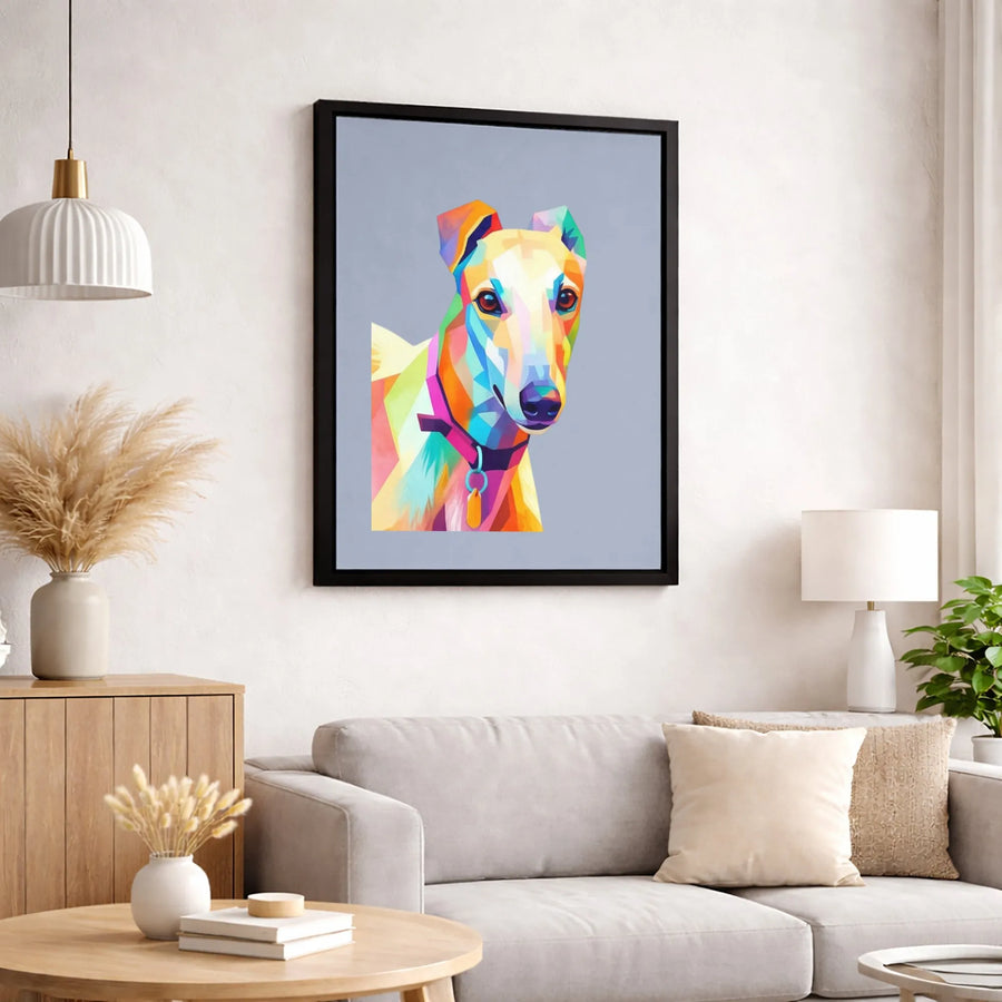 Greyhound Wall Art | Colorful Geometric Pop Art Portrait | Gallery Quality 1.25" Premium Canvas | Dog Lover Gift & Modern Home Decor