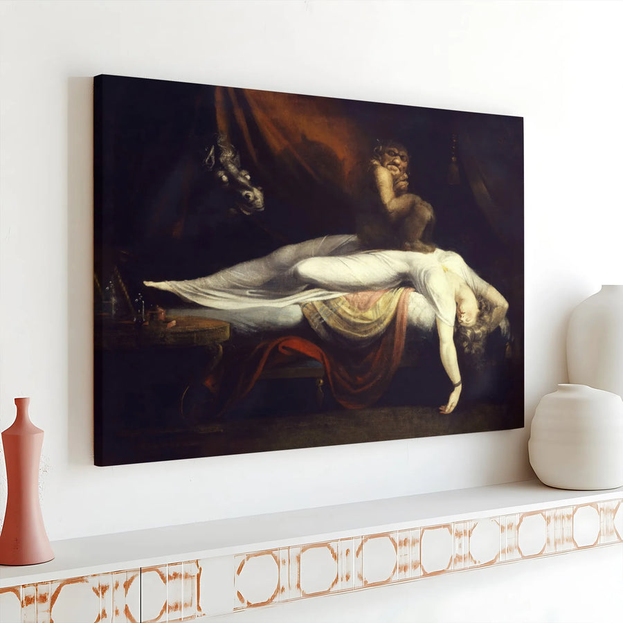 The Nightmare Canvas Wall Art | Henry Fuseli 1781 Gothic Painting | Premium Fine Art Print | Dark Academia Home Decor Collector's Gift