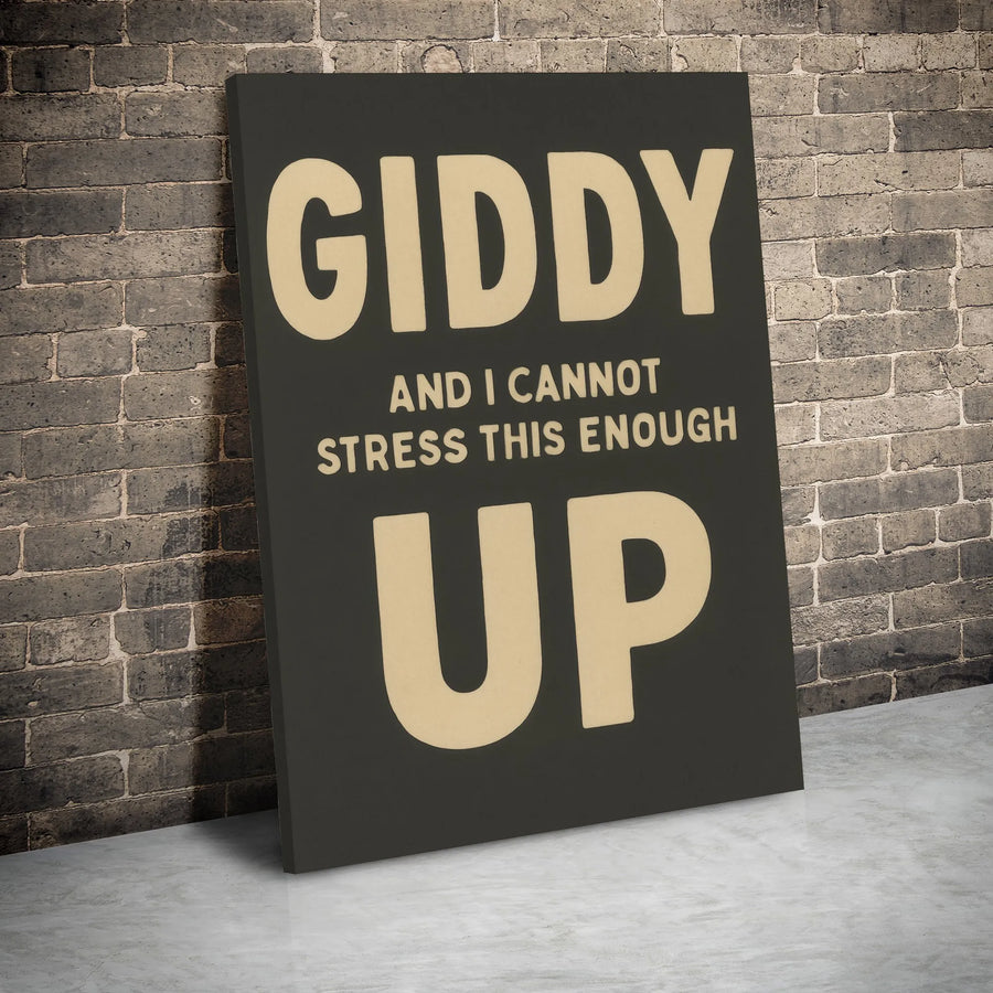 Giddy Up Canvas Wall Art | Funny Western Quote Print | Premium Gallery Wrap Decor | Gift For Cowgirl And Country Decor Lovers