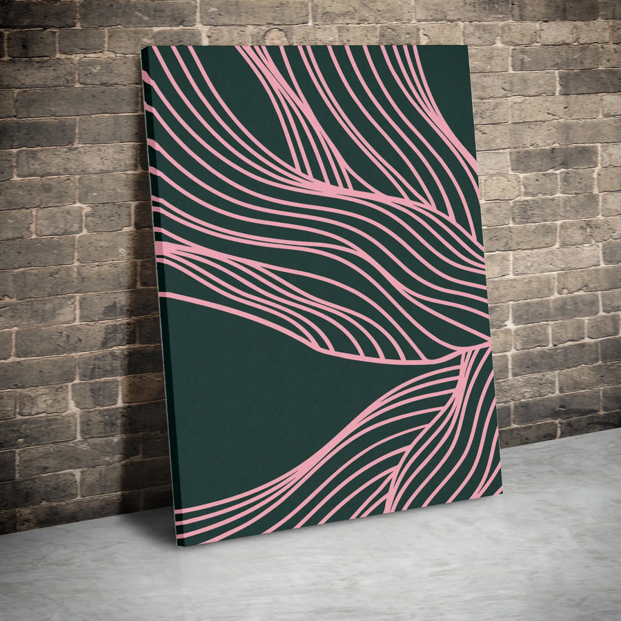 Abstract Botanical Line Art Canvas Print | Modern Minimalist Wavy Leaf Design | Premium Thick Gallery Wrap Canvas | Large Wall Art for Living Room Decor