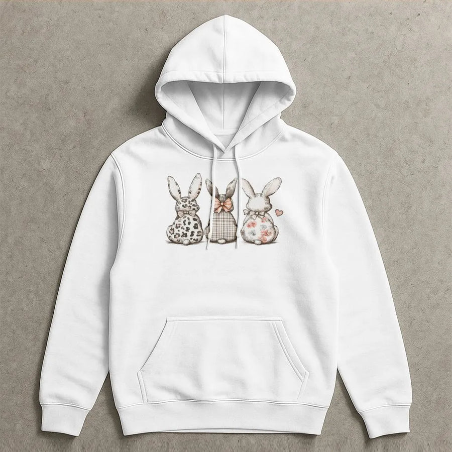 Easter Bunny Hoodie | Coquette Bow Aesthetic Graphic | Premium Cotton Blend | Cute Spring Rabbit Gift For Women And Girls