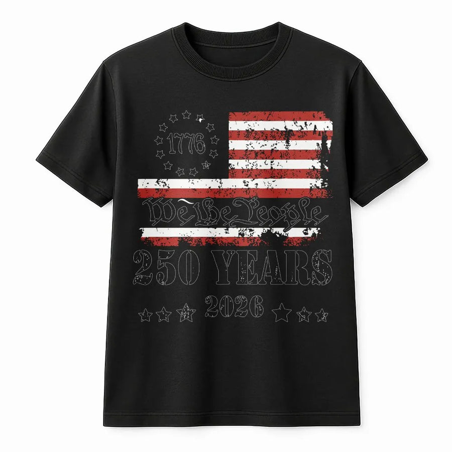 250th Anniversary T-Shirt | We The People Vintage USA Flag Design | Soft Cotton Blend | Patriotic Gift for Men and Women