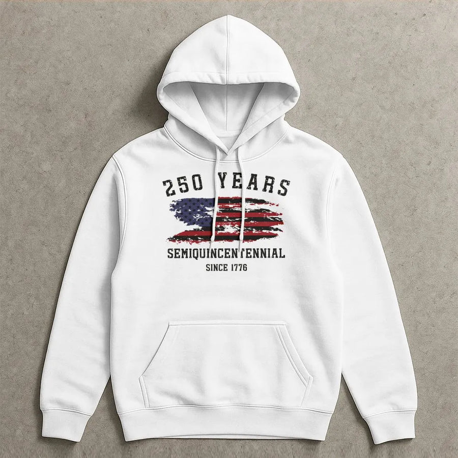 USA 250th Anniversary Hoodie | Semiquincentennial Distressed Flag Design | Premium Cotton-Blend | Patriotic Gift for Independence Day Celebration