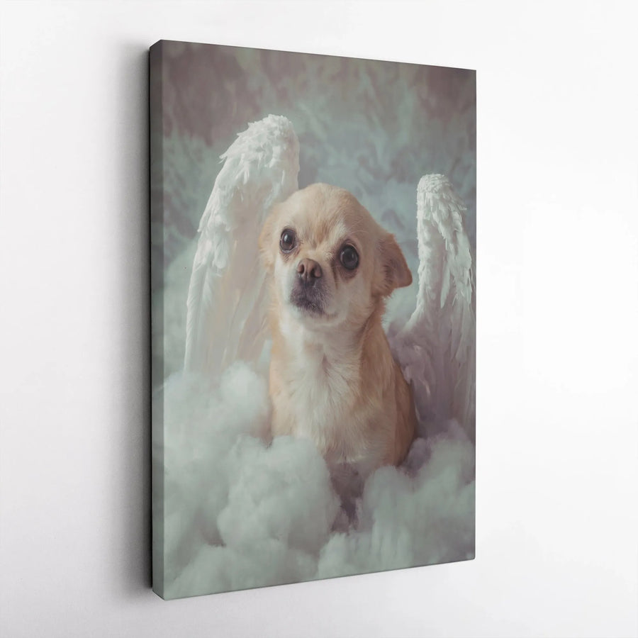 Chihuahua Angel Canvas Wall Art | Dog with Angel Wings Portrait | Premium Gallery Wrapped Canvas | Pet Memorial Gift for Dog Lover