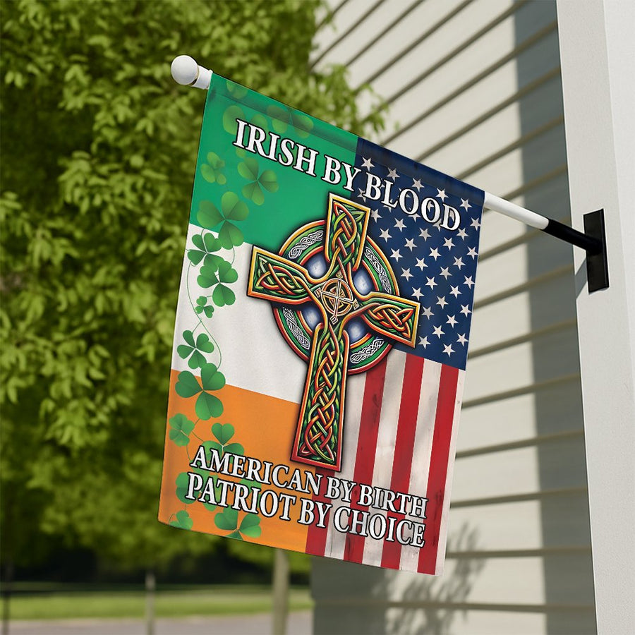 Irish American Garden Flag | Celtic Cross Patriotic Design | Weather-Resistant Polyester | Gift for Irish Pride Heritage & Patriotism