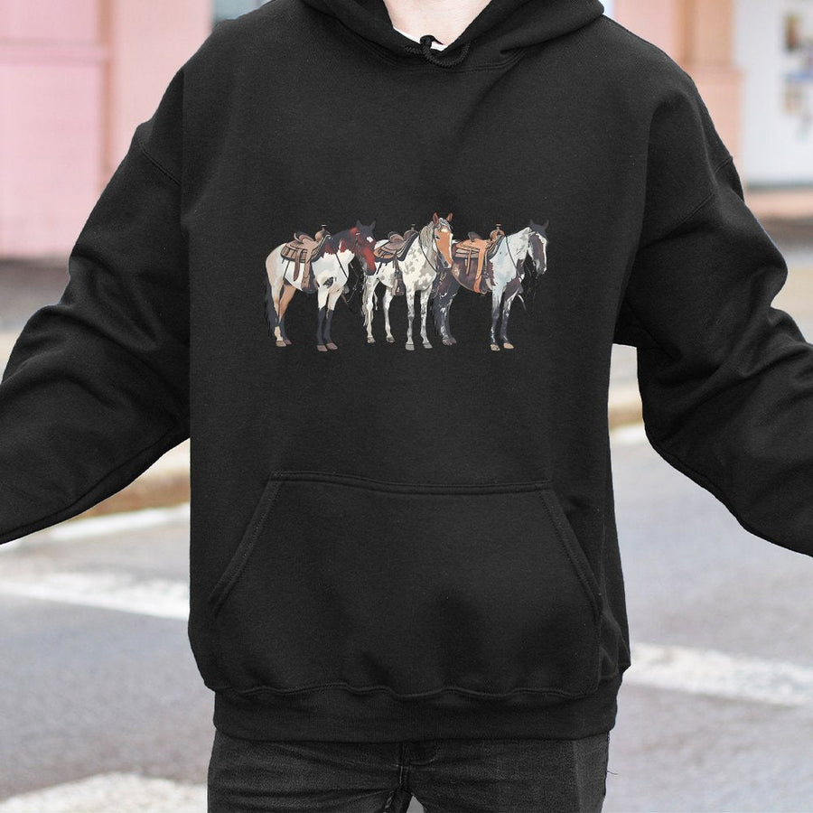 Horse Hoodie | Western Ranch Graphic Print | Soft Cotton Blend Premium Sweatshirt | Gift for Cowgirl and Equestrian Lovers
