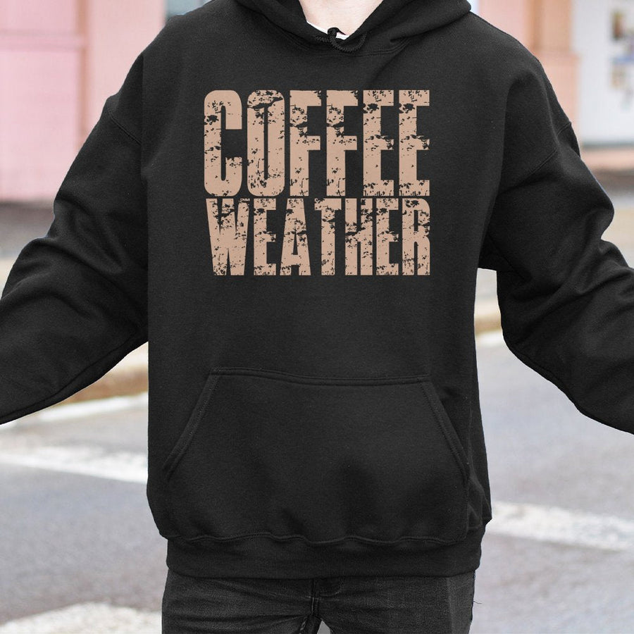 Coffee Weather Hoodie | Distressed Graphic Pullover | Premium Cotton-Poly Blend | Cozy Fall Aesthetic Gift For Coffee Lovers