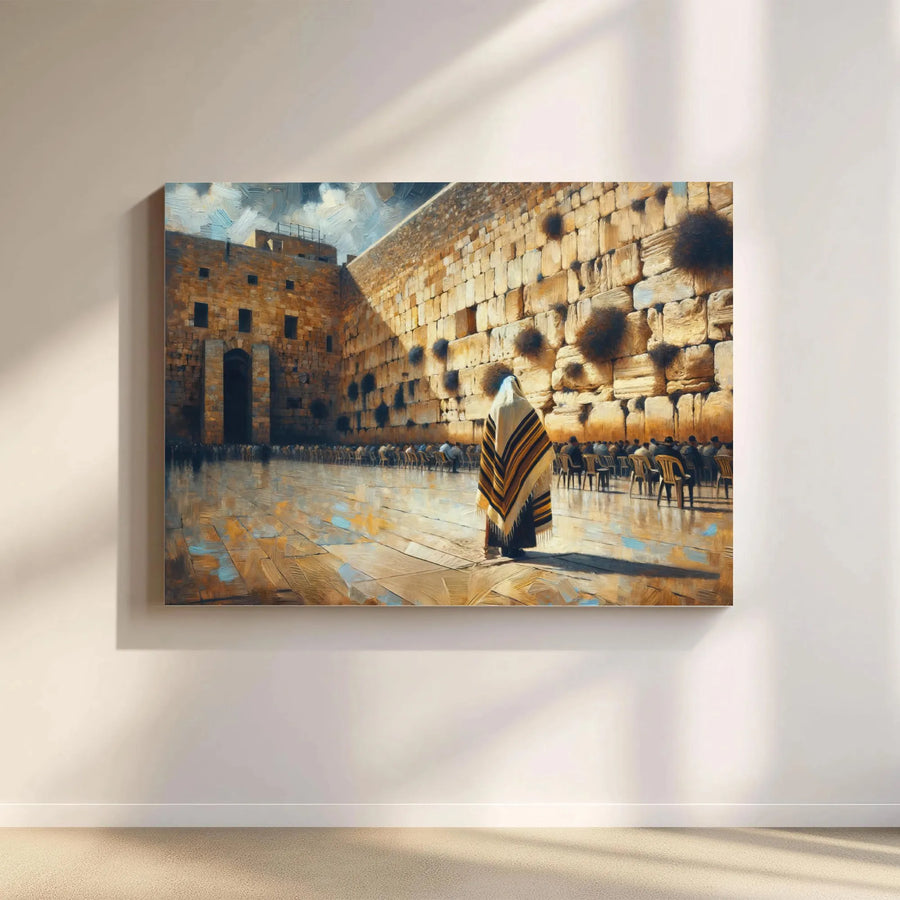 Western Wall Canvas Print | Jewish Prayer at The Kotel Painting | Premium Gallery Wrapped Canvas | Judaica Home Decor Gift