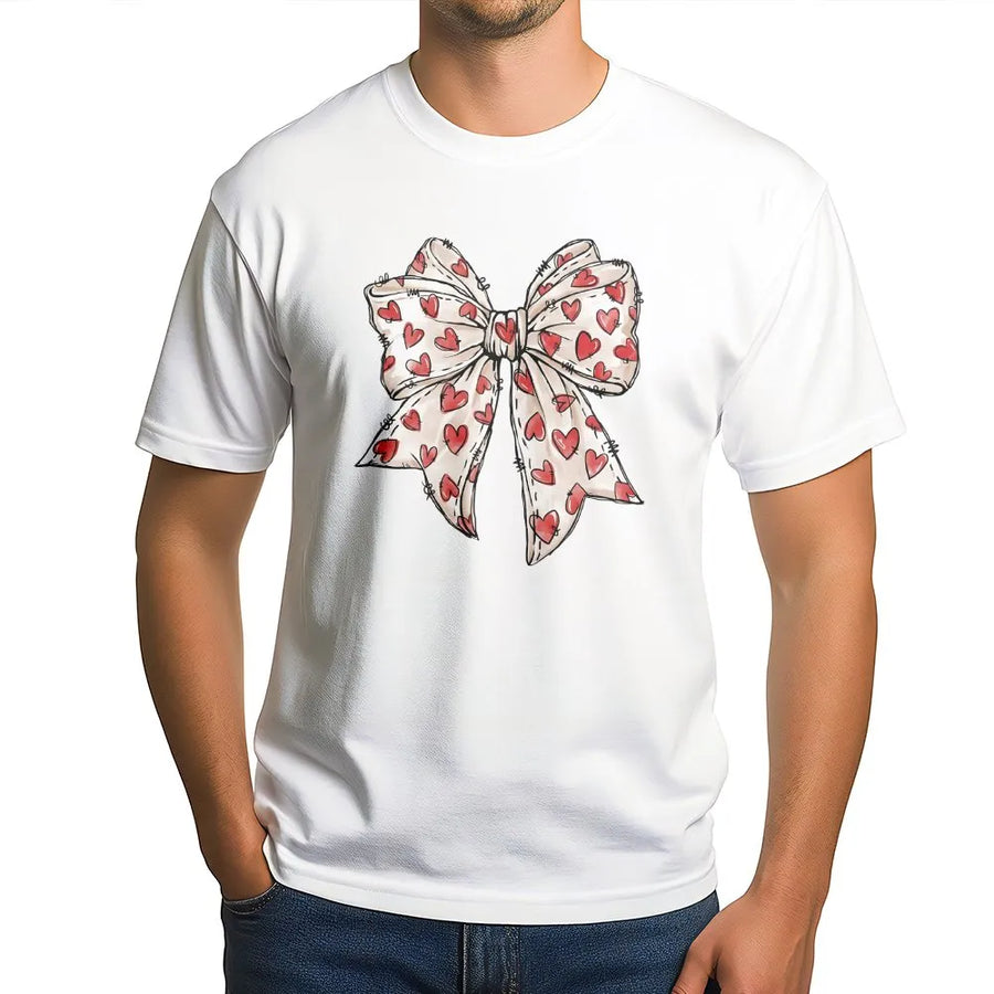 Heart Bow T-Shirt | Aesthetic Cute Ribbon Graphic Tee | Premium Cotton Soft Shirt | Trendy Coquette Style Gift For Her