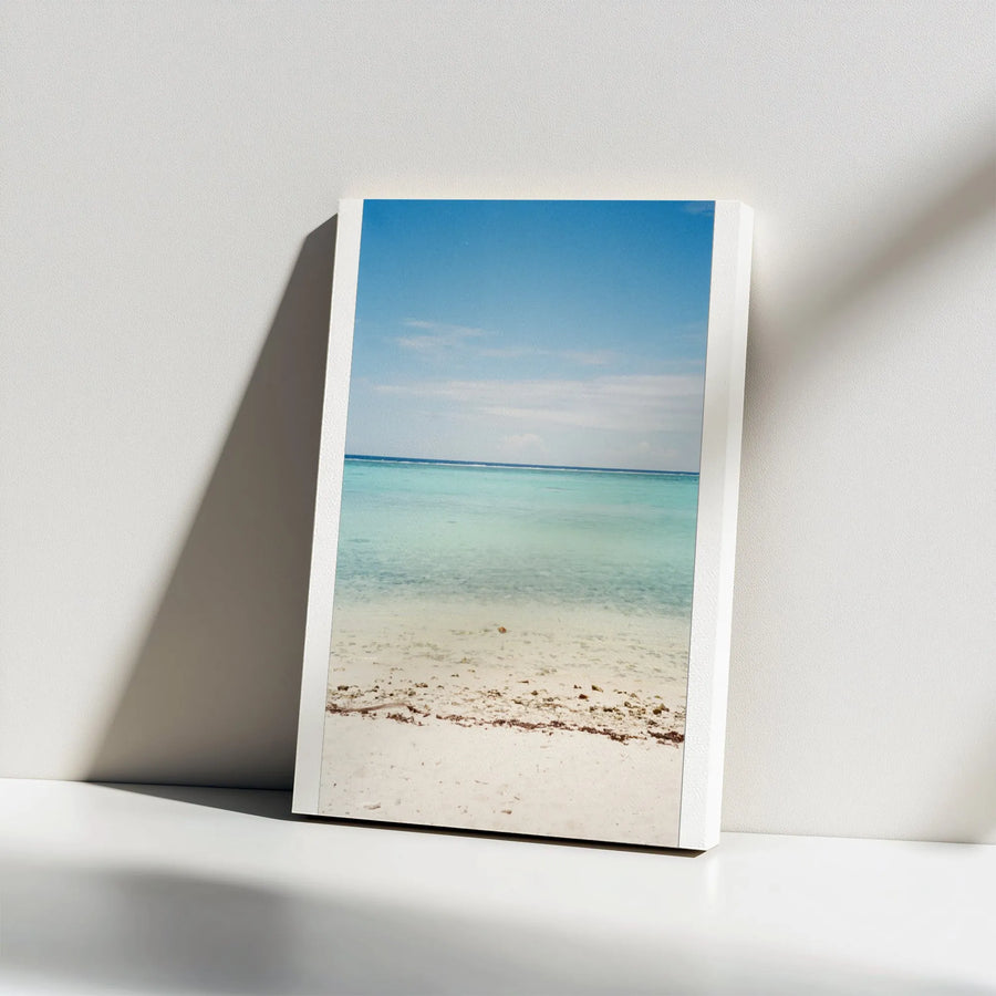 Calm Ocean Beach Vertical Canvas | Minimalist Coastal Scene Print | Premium 1.25" Thick Profile | Modern Home Decor Gift for Beach Lovers
