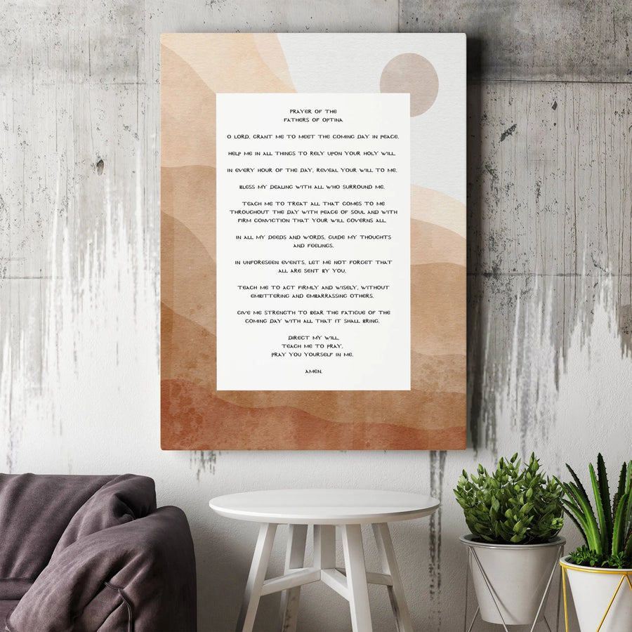 Prayer Of The Optina Elders Canvas Wall Art | Boho Minimalist Christian Quote | Premium Gallery-Wrapped Print | Meaningful Religious Home Decor Gift