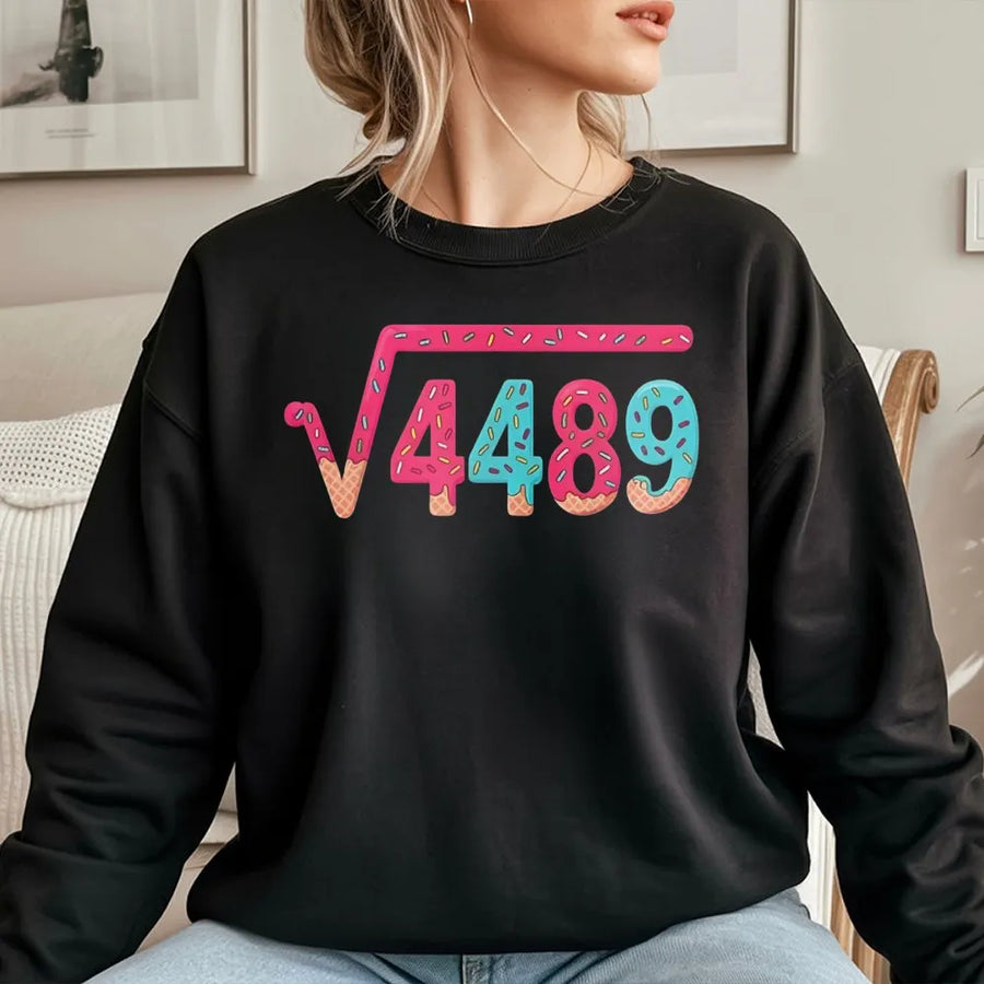 Square Root of 4489 Math Sweatshirt | Ice Cream Drip Number Graphic | Premium Cotton Blend | Funny Gift for Math Teachers and Students
