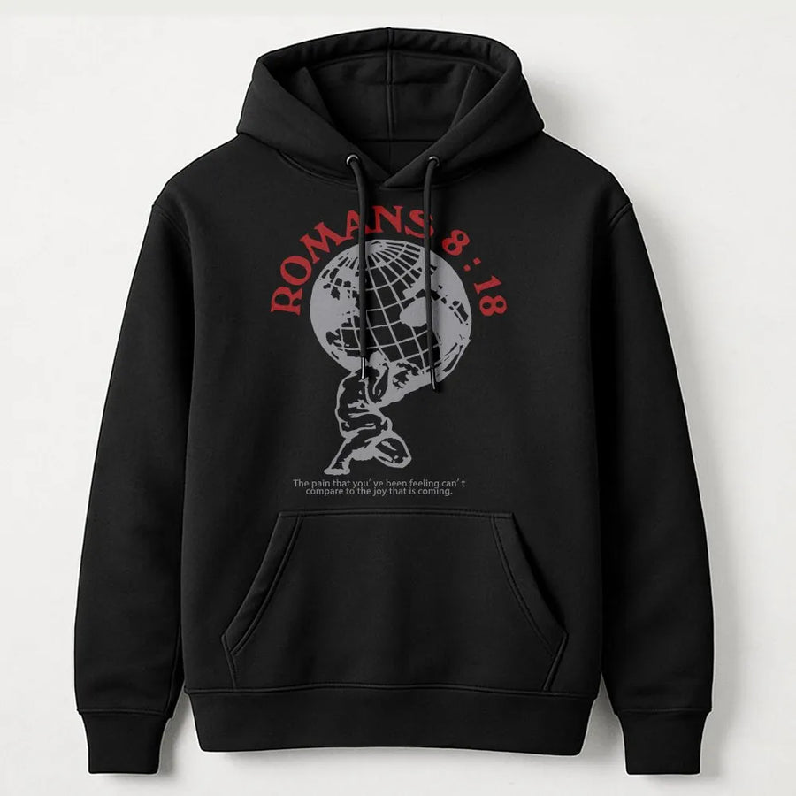 Romans 8 18 Hoodie | Christian Bible Verse Graphic Tee | Soft Cotton Religious Apparel | Unisex Faith Based Gift for Men & Women