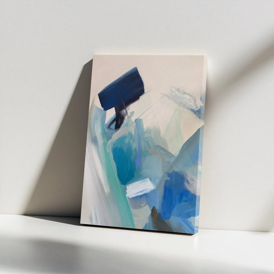 Abstract Blue Canvas Wall Art | Modern Brushstroke Painting Print | Premium Fade-Resistant Gallery Wrap | Living Room & Office Decor