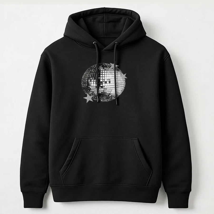 Retro Disco Ball Hoodie | Y2K Music Festival Graphic Pullover | Premium Cotton Blend | Cozy Concert Outfit Gift for Women & Men