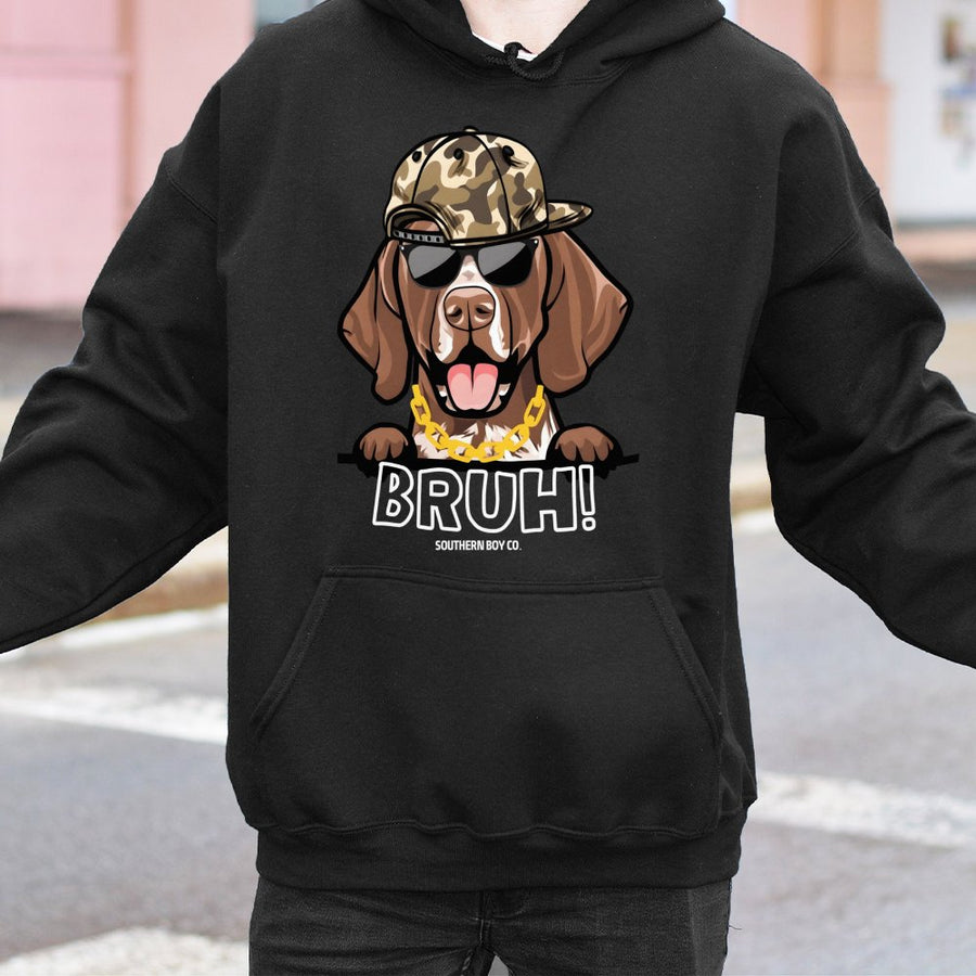GSP Dog Hoodie | Funny Bruh German Shorthaired Pointer Graphic | Premium Cotton Blend | Gift for Dog Lovers and Country Boys