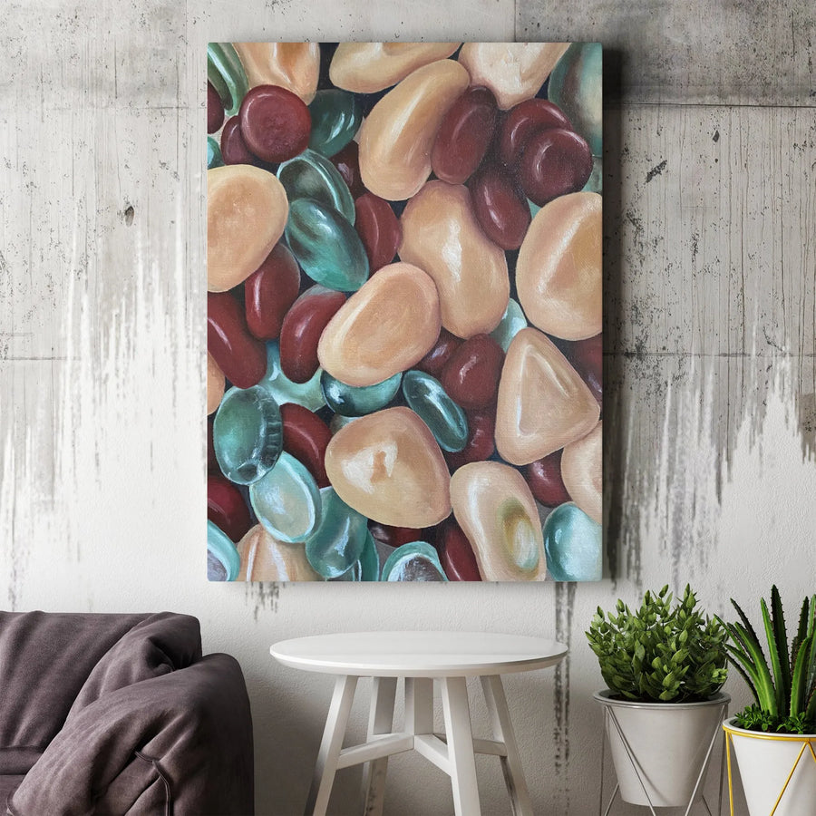 Abstract Pebble Art Canvas | Modern Smooth Stone Texture Print | Gallery-Quality Fade-Resistant Decor | Organic Home Wall Art Gift